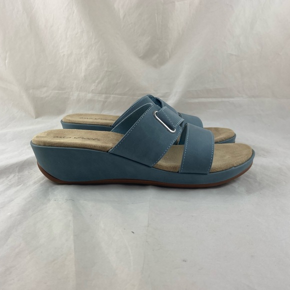 EASY STREET Sayre Woman’s Sandals Denim Round Toe Wedge Slip On Shoes 10 M. New - Picture 5 of 14